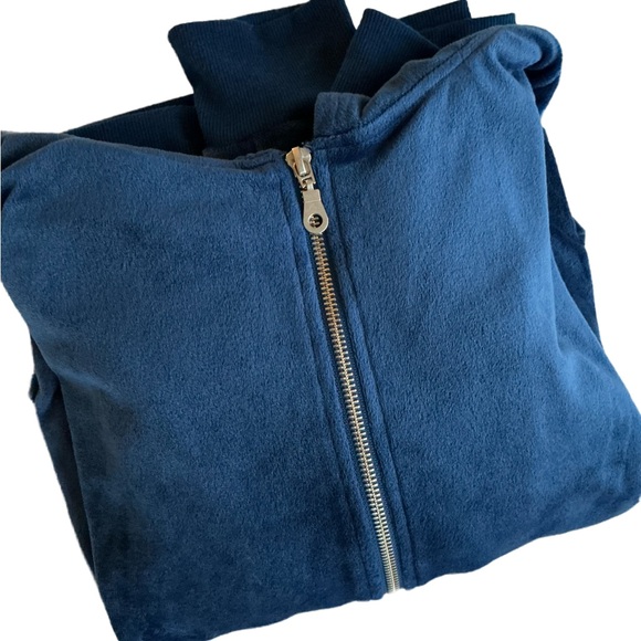 Y2K Tracksuit Velour Zip up jacket hoodie blue women’s XL velvet 2000'S - Picture 2 of 8